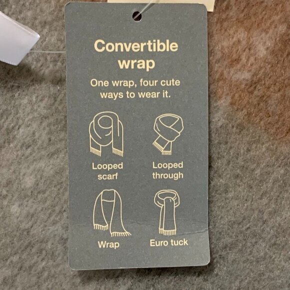 On 34th Adult Convertible‎ Plaid Soft Multi Form Scarf One Size NWT - Picture 10 of 14